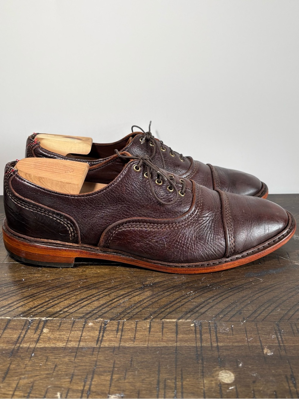 Allen Edmonds Overlord Brown Kudo Leather Cap-Toe Oxfords